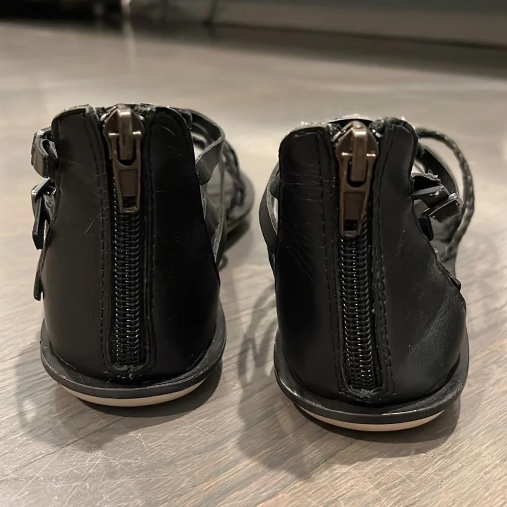 Steven by Steve Madden Staxxs Black Leather Gladiator Sandals 6.5 - Picture 4 of 10